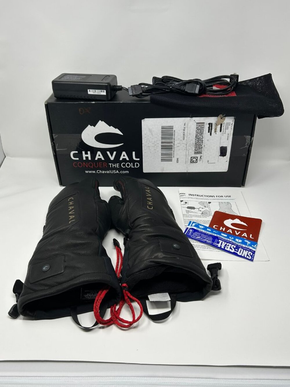 Chaval Supernova Heated Leather Gloves - Complete Set Box, Charger, Conditioner.